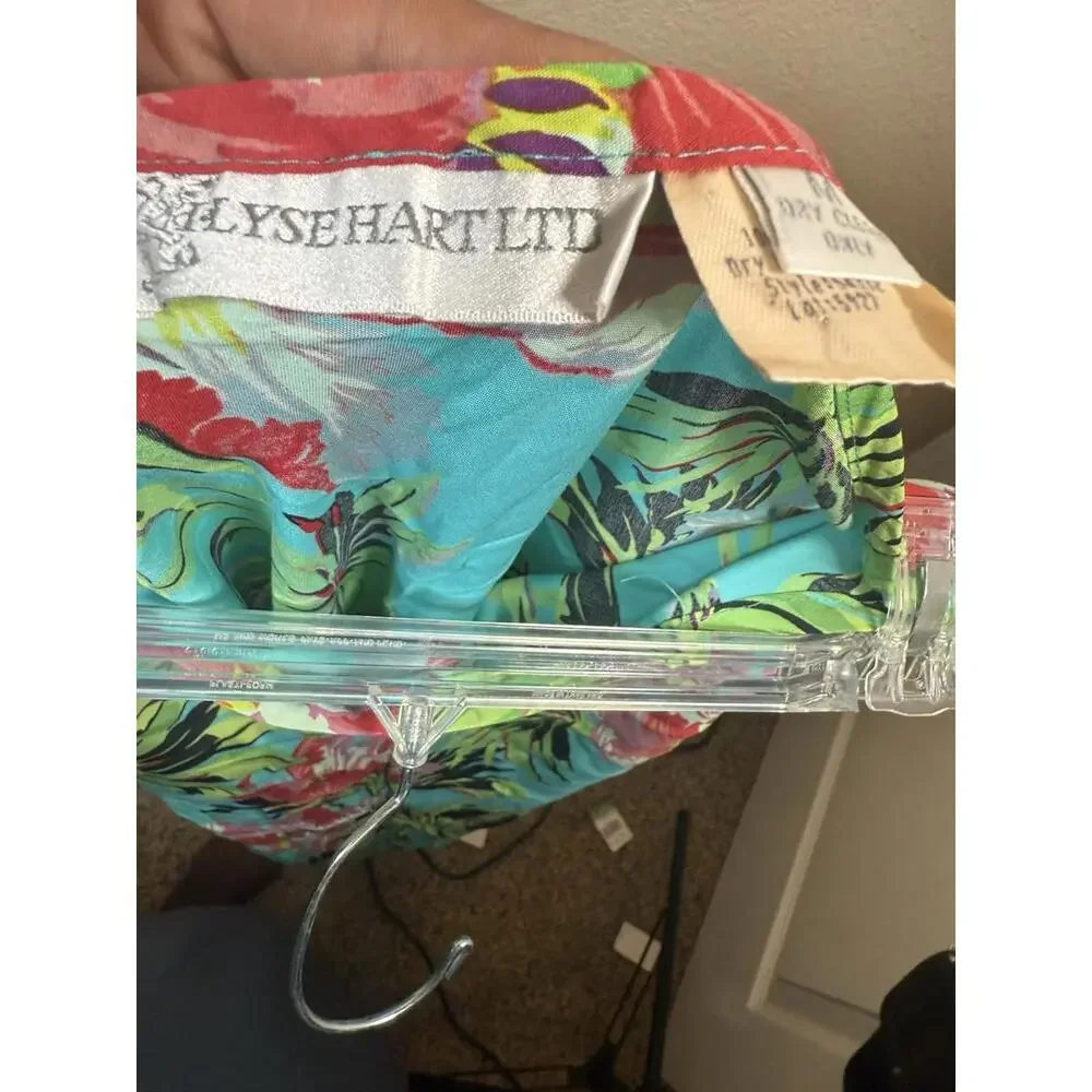 Vtg Ilyse Hart‎ ltd Tropical Floral Print Skirt Sz M Womens Rayon Pull On Skirt